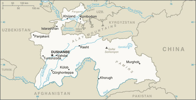 Tajikistan map